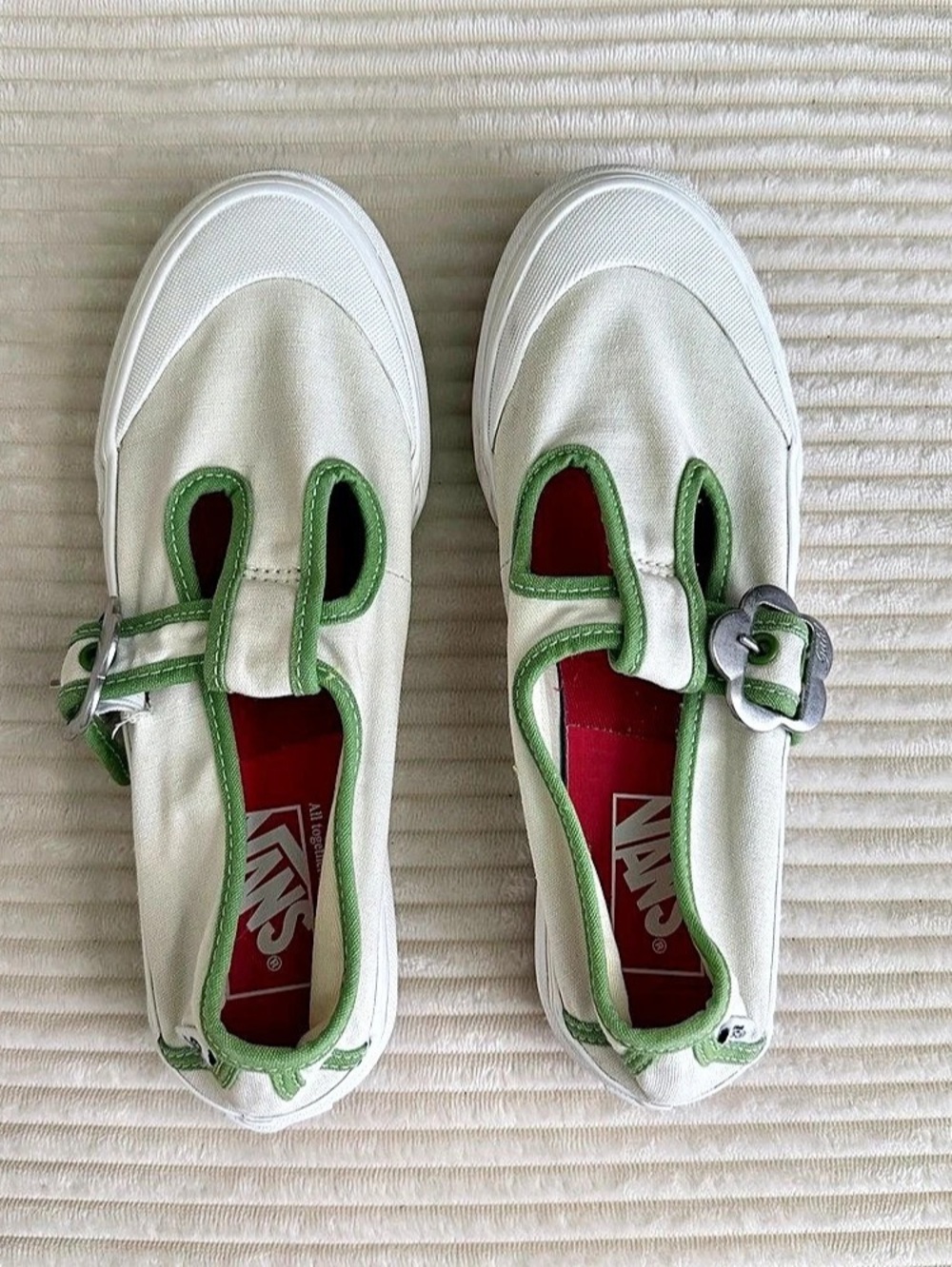 Lisa Says Gah x Vans Mary Jane Style 93 White & Green Sneakers
